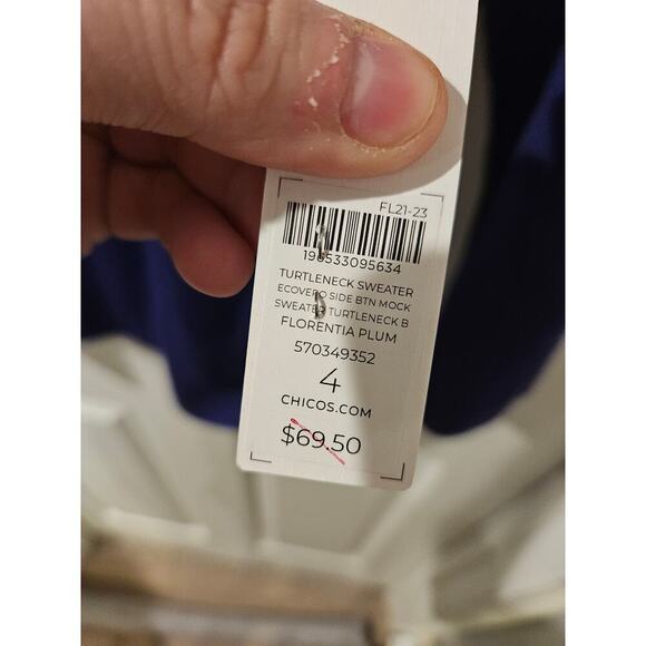 Chico's ECOVERO Mock Neck Sweater Florentina Plum Purple Womens XXL‎ Size 4 NWT - Picture 4 of 8